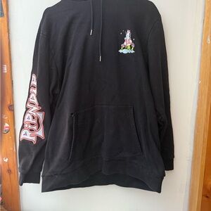 Ripndip Black Hoodie with Graphic and Red Sleeve Design
